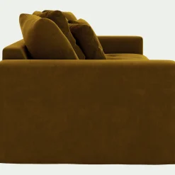 Canapé 4 places fixe en velours - bronze