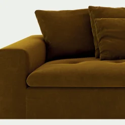 Canapé 4 places fixe en velours - bronze