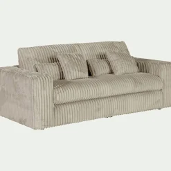 Canapé 5 places fixe en velours côtelé Bita - blanc ventoux