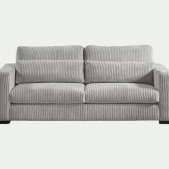 Canapé 3 places fixe en velours côtelé Azores - gris borie