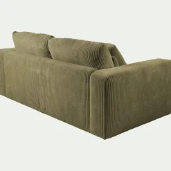 Canapé 3 places fixe en velours côtelé - vert cèdre