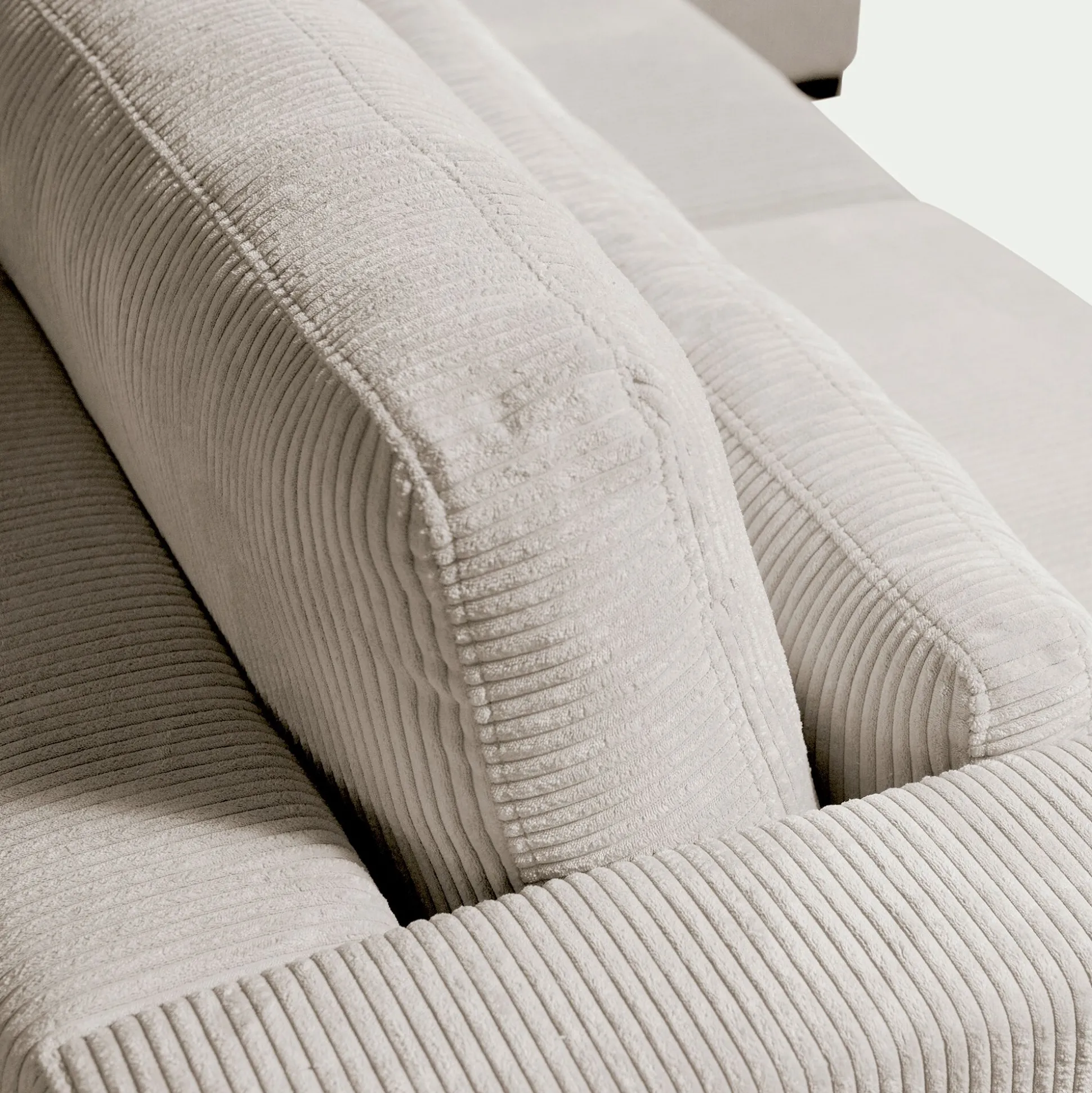 Canapé 5 places fixe en velours côtelé Azores - beige