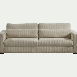 Canapé 5 places fixe en velours côtelé Azores - taupe