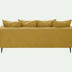 Canapé 3 places fixe gauche en tissu cannes - jaune argan