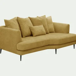 Canapé 3 places fixe gauche en tissu cannes - jaune argan