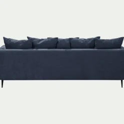 Canapé 5 places fixe gauche en tissu cannes - bleu autan