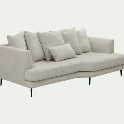 Canapé 5 places fixe gauche en tissu cannes - beige roucas