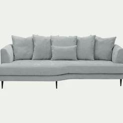 Canapé 5 places fixe gauche en tissu cannes - gris