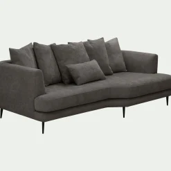 Canapé 5 places fixe gauche en tissu cannes - marron