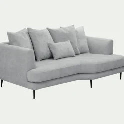 Canapé 3 places fixe gauche en tissu Cannes - gris