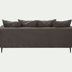 Canapé 3 places fixe gauche en tissu cannes - marron