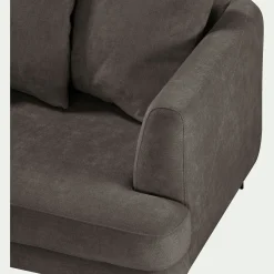 Canapé 3 places fixe gauche en tissu cannes - marron