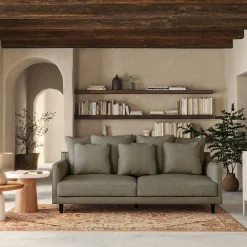 Canapé 4 places fixe tissu mixte - vert cedre