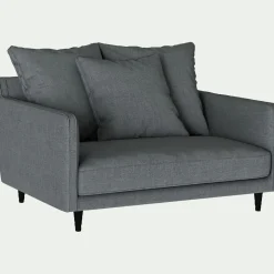 Canapé 1,5 places fixe tissu mixte - gris ardoise