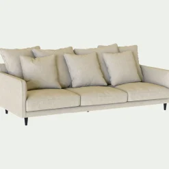 Canapé 5 places fixe tissu mixte - beige alpilles