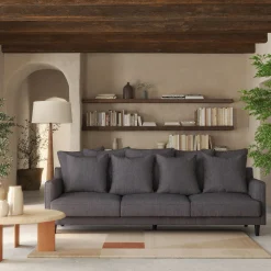 Canapé 6 places fixe tissu mixte - gris ardoise