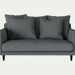 Canapé 2 places fixe tissu mixte - gris ardoise