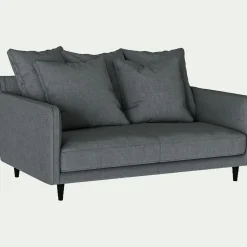 Canapé 2 places fixe tissu mixte - gris ardoise