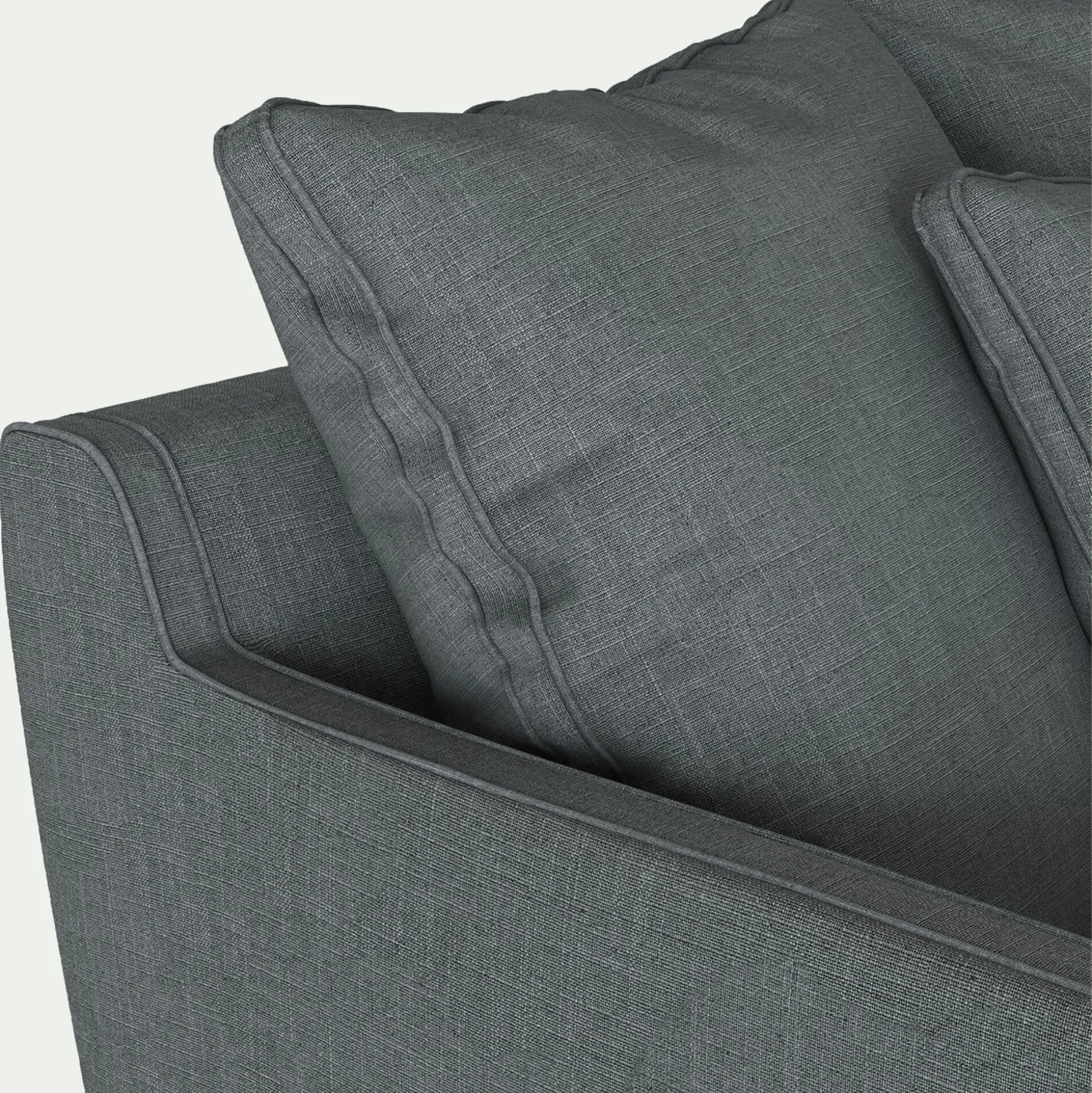 Canapé 2 places fixe tissu mixte - gris ardoise