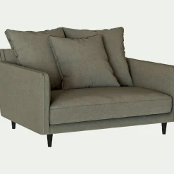 Canapé 1,5 places fixe tissu mixte - vert cedre