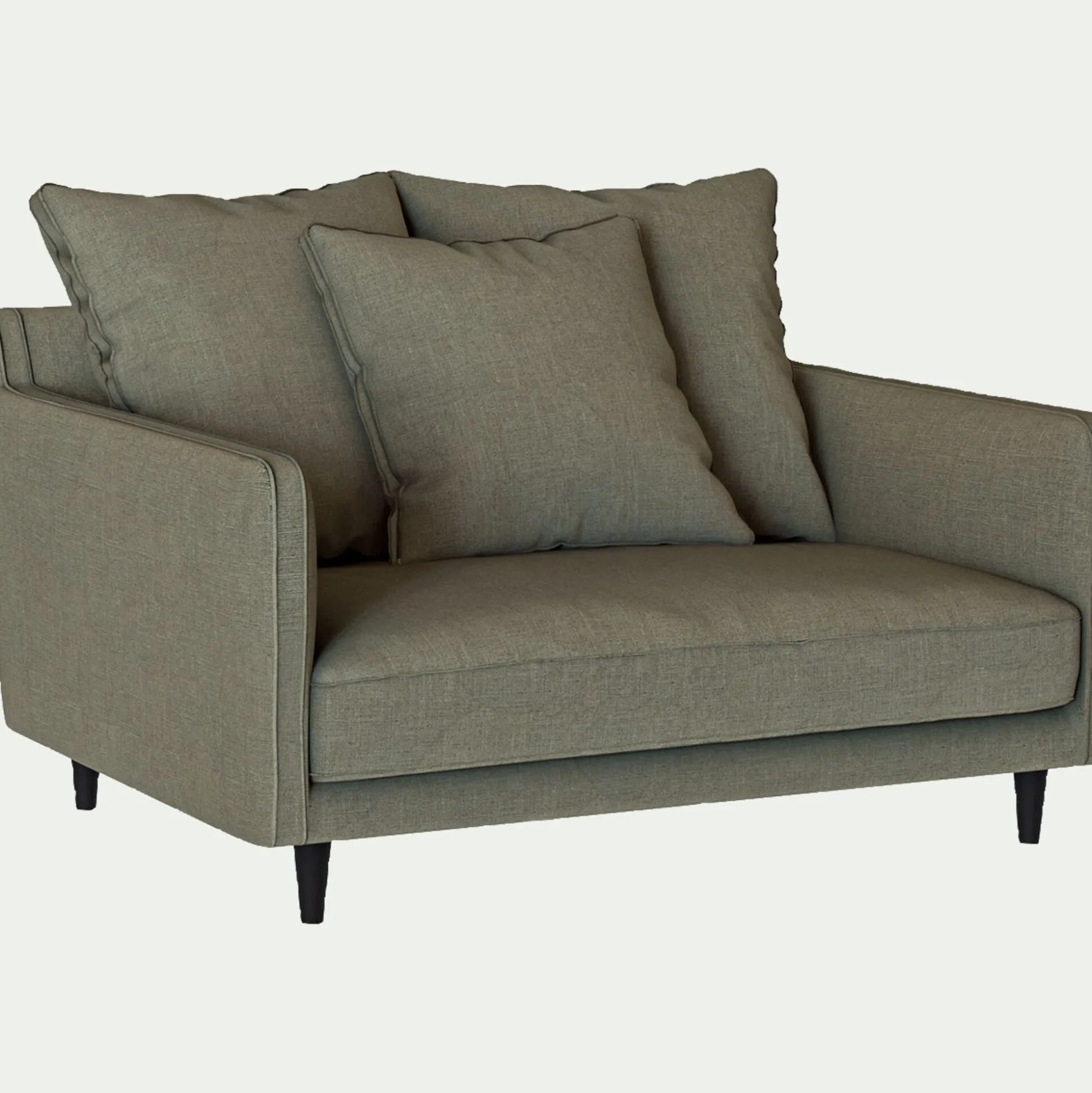 Canapé 1,5 places fixe tissu mixte - vert cedre