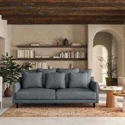 Canapé 4 places fixe tissu mixte - gris ardoise