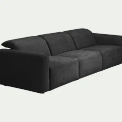 Canapé 5 places relax droit en tissu - gris anthracite