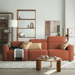 Canapé 5 places relax droit en tissu - brun rustrel