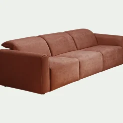Canapé 5 places relax droit en tissu - brun rustrel