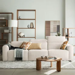 Canapé 5 places relax droit en tissu - beige roucas