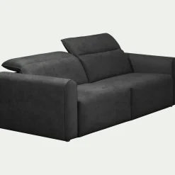 Canapé 3 places relax droit en tissu - gris anthracite