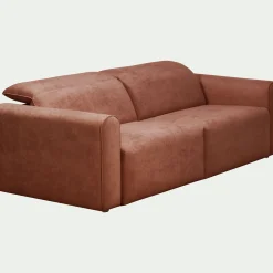 Canapé 3 places relax droit en tissu - brun rustrel