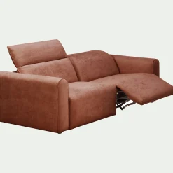 Canapé 3 places relax droit en tissu - brun rustrel