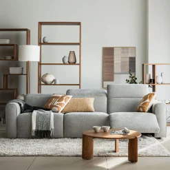 Canapé 5 places relax droit en tissu - gris borie