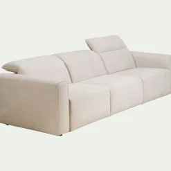 Canapé 5 places relax gauche en tissu - beige roucas