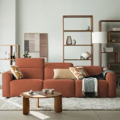 Canapé 5 places relax gauche en tissu - brun rustrel