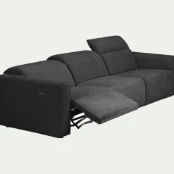 Canapé 5 places relax gauche en tissu - gris anthracite