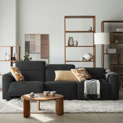 Canapé 5 places relax gauche en tissu - gris anthracite