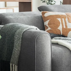 Canapé 5 places relax gauche en tissu - gris moyen