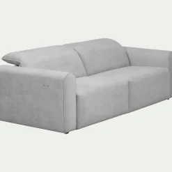 Canapé 3 places relax gauche en tissu - gris borie