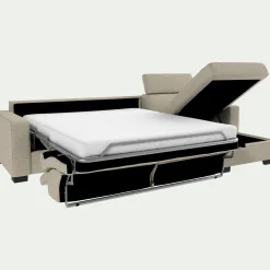 Canapé avec angle réversible convertible en tissus pop avec accoudoirs 20cm - beige