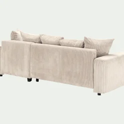 Canapé convertible à angle réversible en velours côtelé - beige roucas