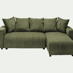 Canapé convertible à angle réversible en velours côtelé - vert cèdre