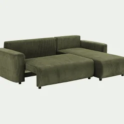 Canapé convertible à angle réversible en velours côtelé - vert cèdre