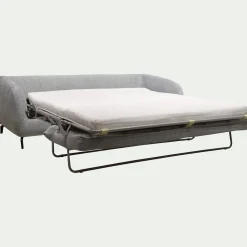 Canapé convertible 3 places en tissu tramé - gris ardoise