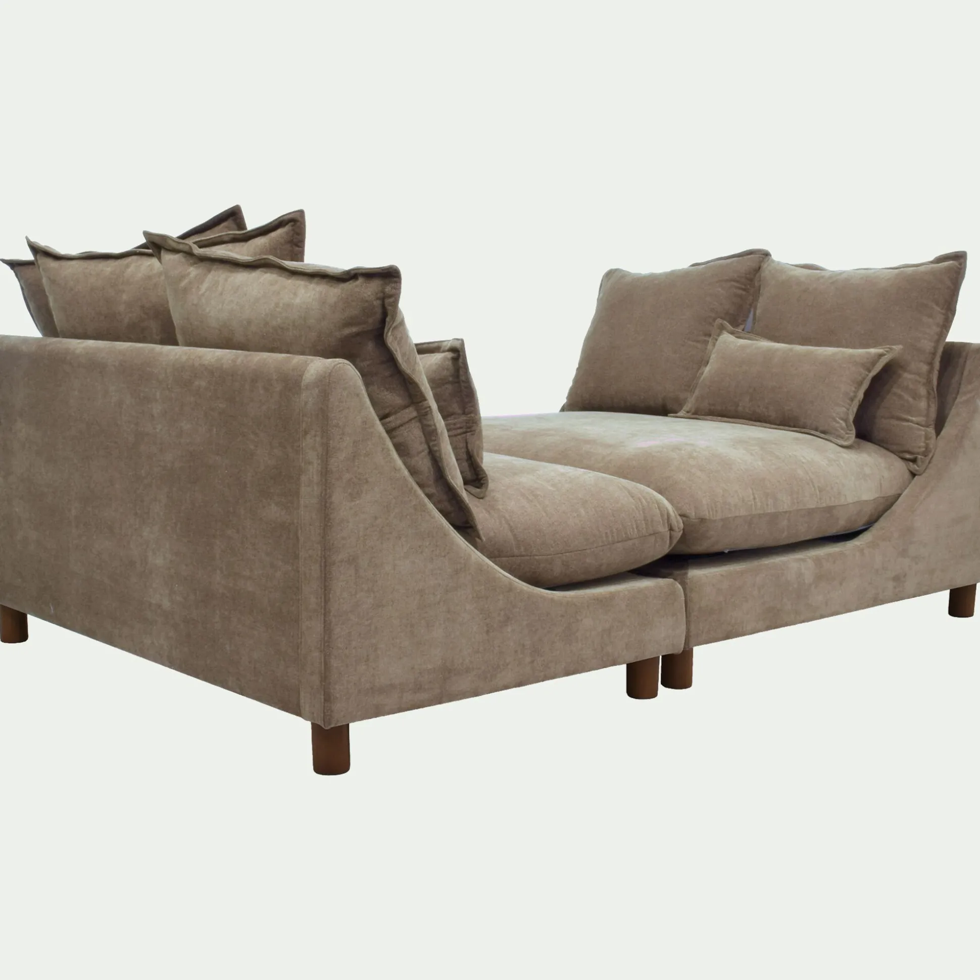 Canapé convertible 5 places en tissu nantes - taupe