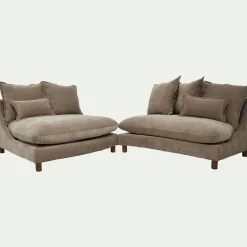 Canapé convertible 5 places en tissu nantes - taupe