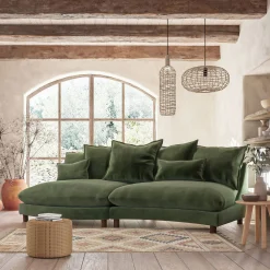 Canapé convertible 5 places en tissu nantes - vert cèdre