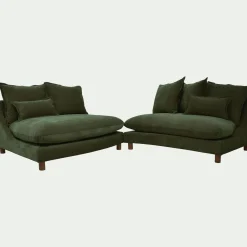 Canapé convertible 5 places en tissu nantes - vert cèdre