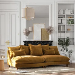 Canapé convertible 5 places en tissu nantes - bronze